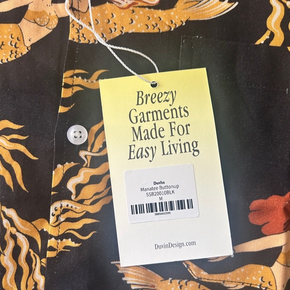 Duvin Design Co. “Manatee & Mermaid” Button-Up Shirt, Rare, NWT – Size M - Picture 5 of 8